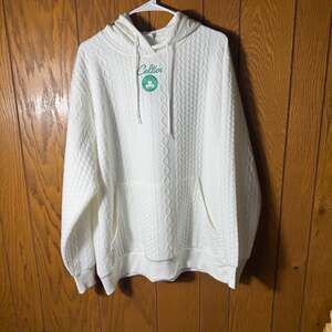 NBA Boston Celtics White Cable Knit Texture Hoodie Size L